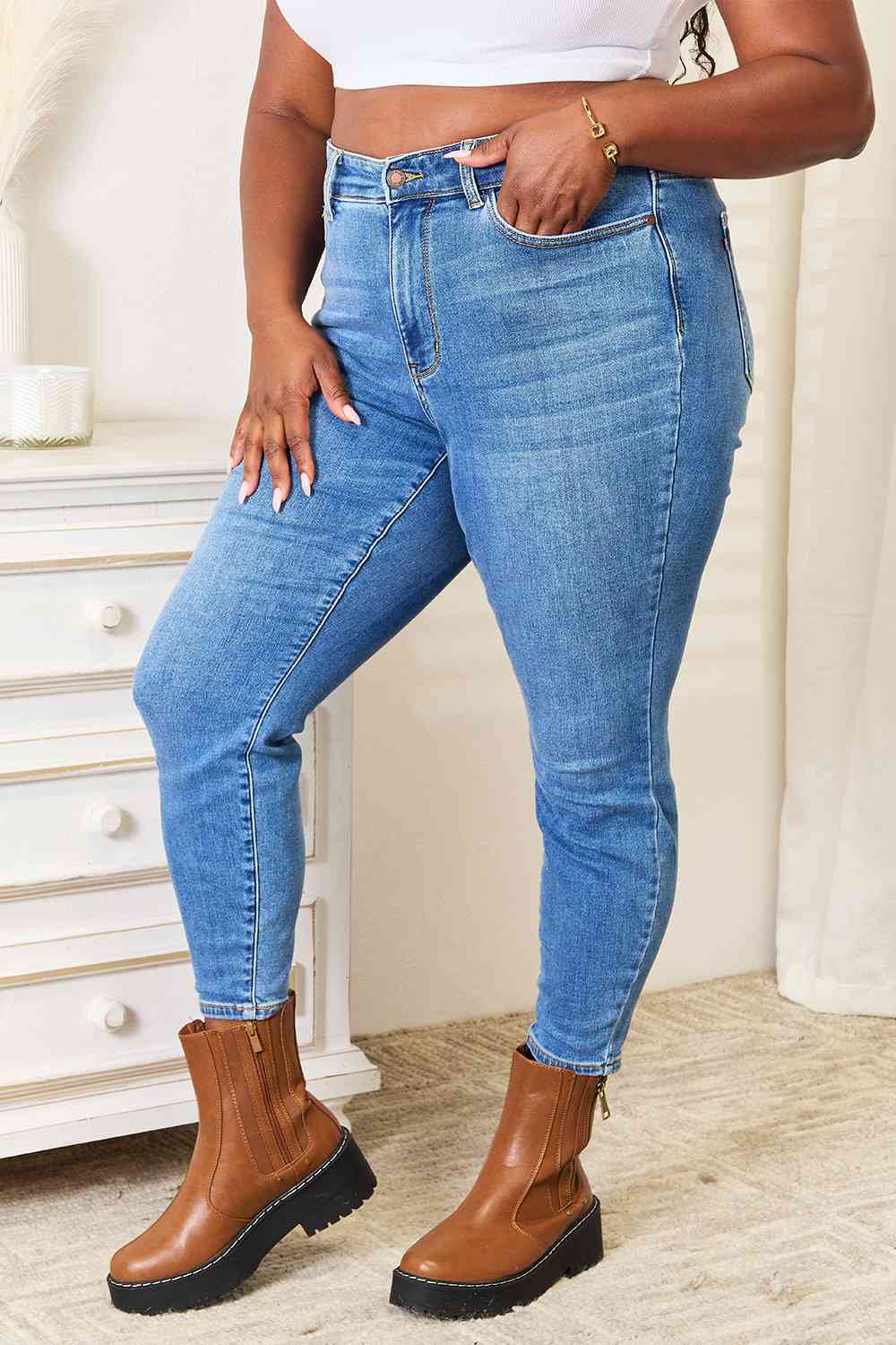 Judy Blue Full Size High Waist Skinny Jeans - LustMia