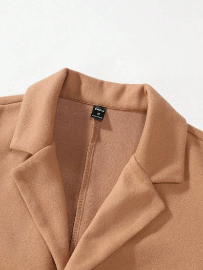 Manfinity Mode Men'S Shirt Collar Lapel Woolen Coat - LustMia
