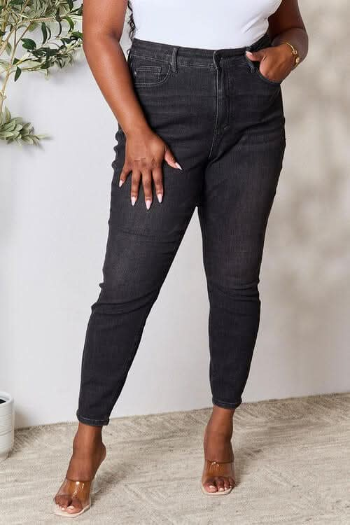 Judy Blue Full Size Tummy Control High Waist Denim Jeans - LustMia