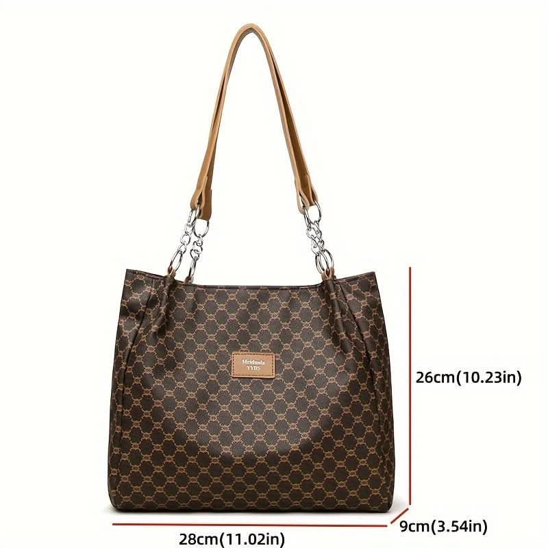 Fashion PU Leather Tote Bag for Women with Geometric Pattern - LustMia