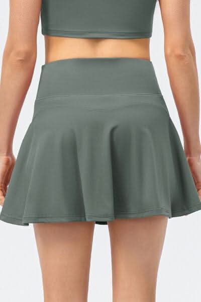 High Waist Wide Waistband Active Skirt - LustMia