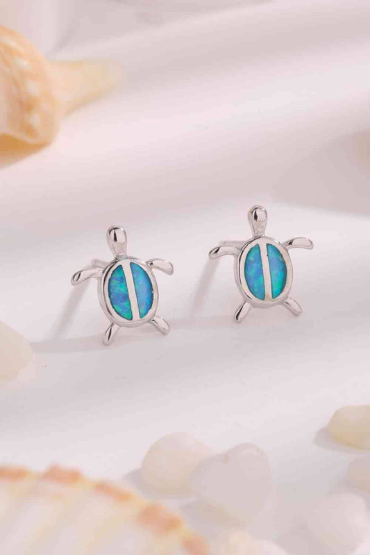 Opal Turtle 925 Sterling Silver Stud Earrings - LustMia