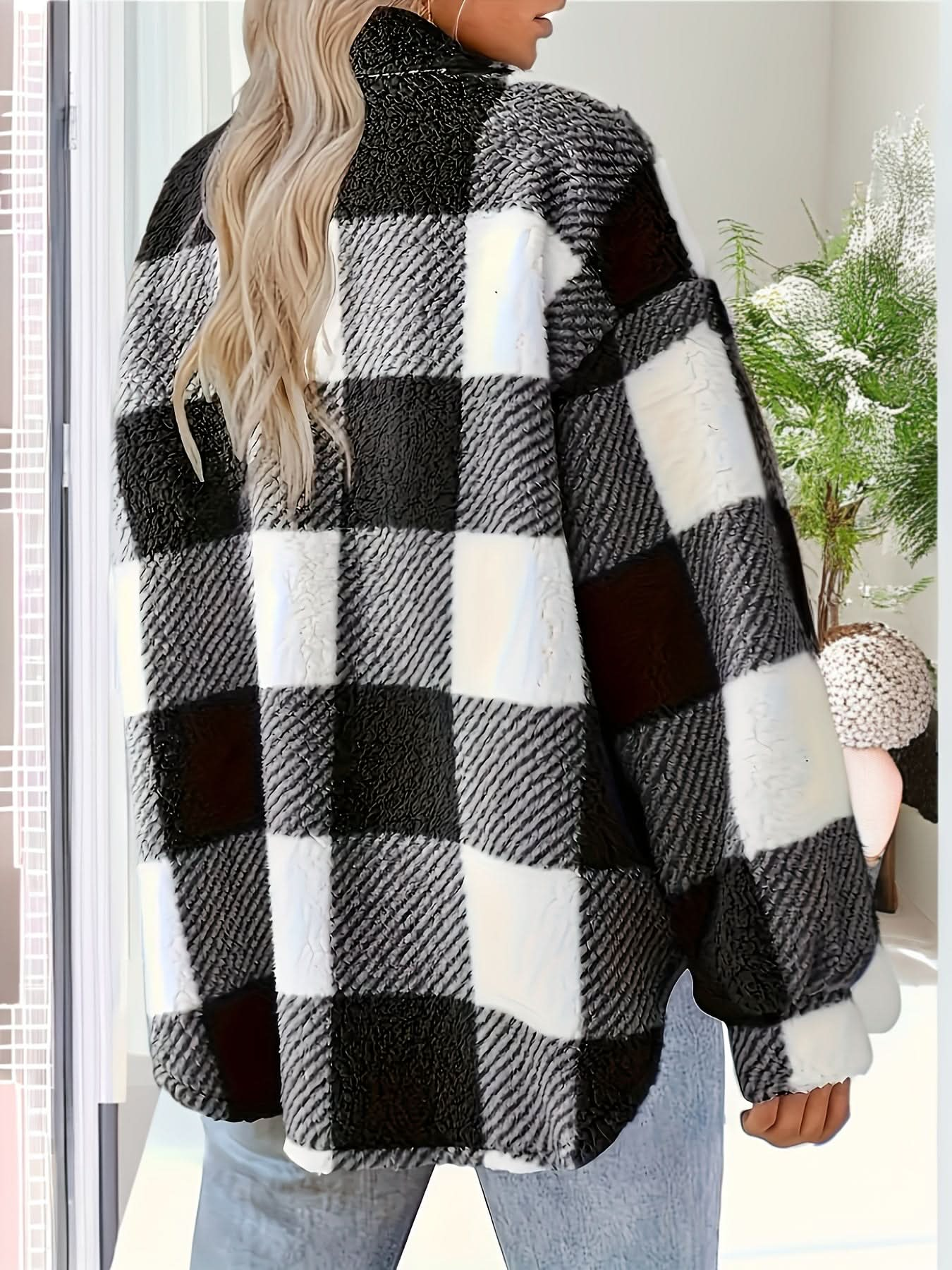 Plaid Pattern Button Front Jacket - LustMia