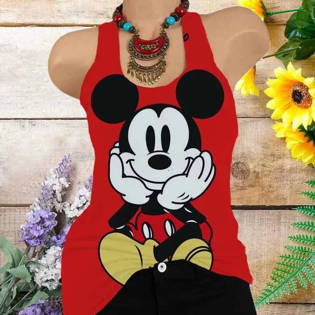 Womens Disney Mickey Mouse Kawaii Cartoon Tank Top - LustMia