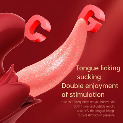 1pc 2 In 1 Lick Suck Vibrators For Women Licking Tongue Clitoris Stimulator G Spot Massager Vagina Sucking Female Pleasure Sex Toys - LustMia