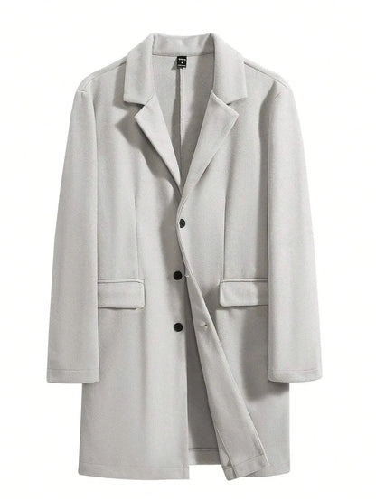 Manfinity Mode Men'S Shirt Collar Lapel Woolen Coat - LustMia