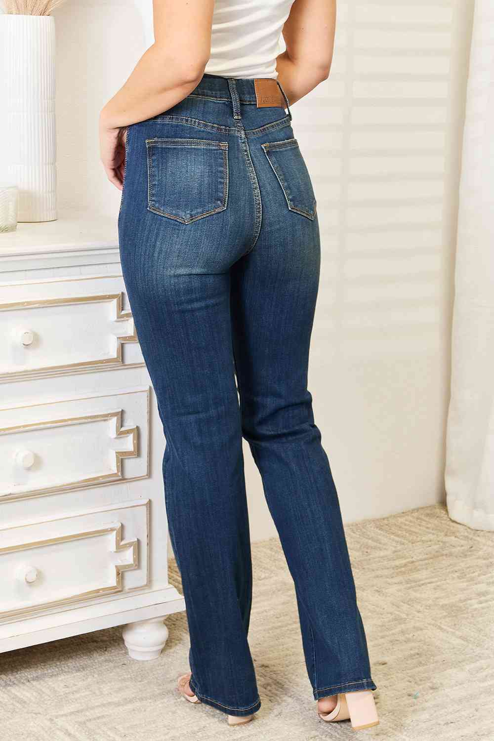 Judy Blue Full Size Elastic Waistband Slim Bootcut Jeans - LustMia