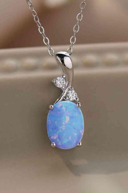 Opal Oval Pendant Chain Necklace - LustMia