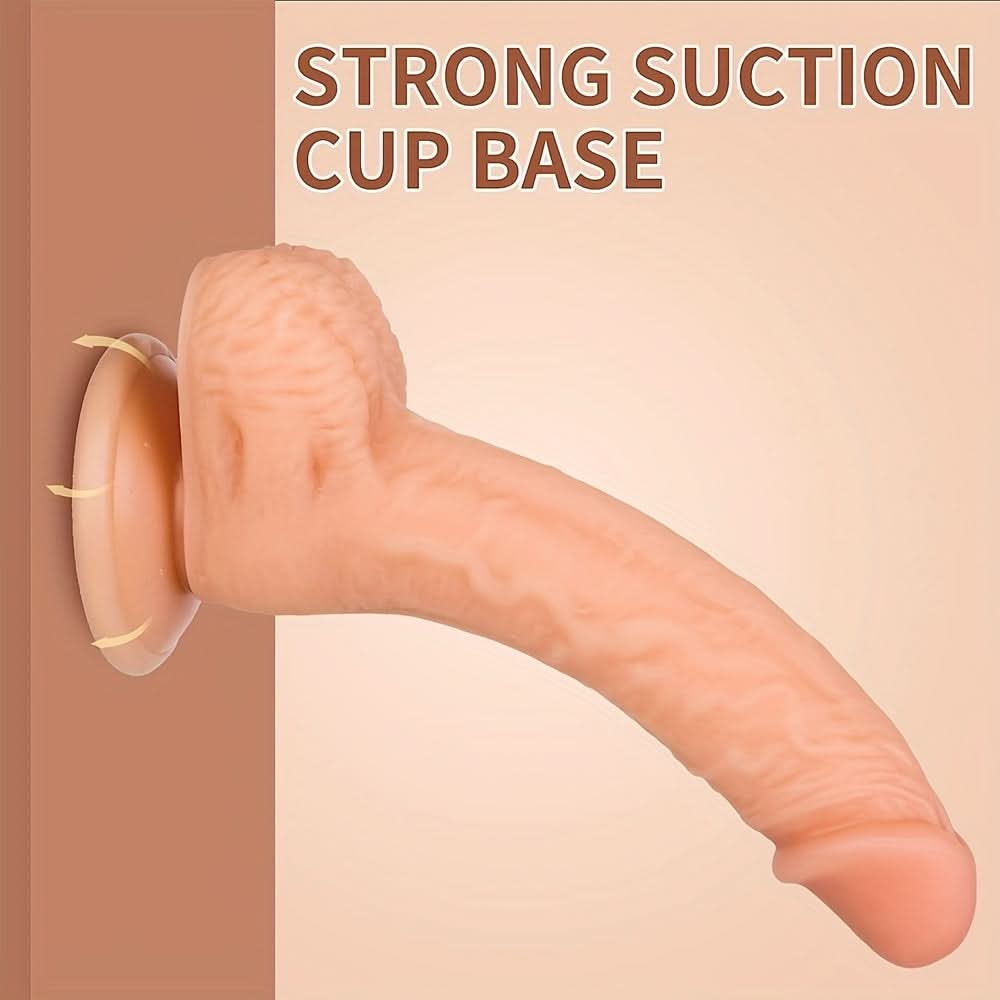 1pc Realistic Dildos, 7 Inch Dildo With Suction Cup For Hands - Free Play, Flexible Cock With Curved Shaft And Balls For Vaginal G - spot And Anal Play, Adult Sex Toy For Male & Female, Couples - LustMia