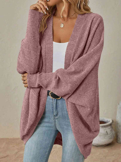 Open Front Dropped Shoulder Cardigan - LustMia