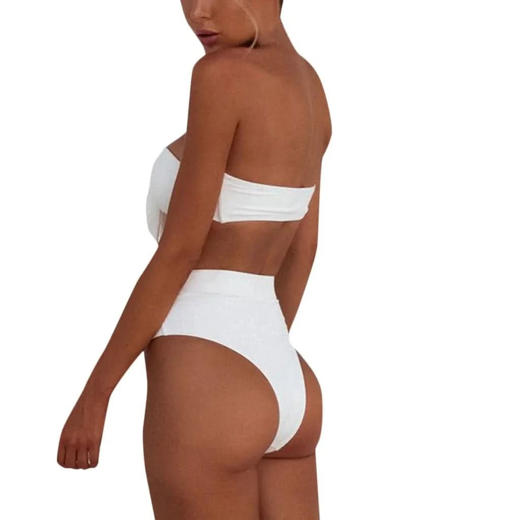 Women Bikini Set Swimwear White Bikini Suit Women Bandeau Bandage Bikini Set Push - Up Brazilian Swimwear Beachwear Swimsuit - LustMia