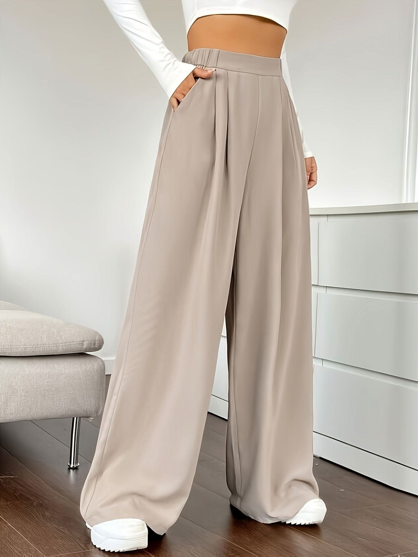 Chic High Waist Wide Leg Pants SpringSummer Essential - LustMia