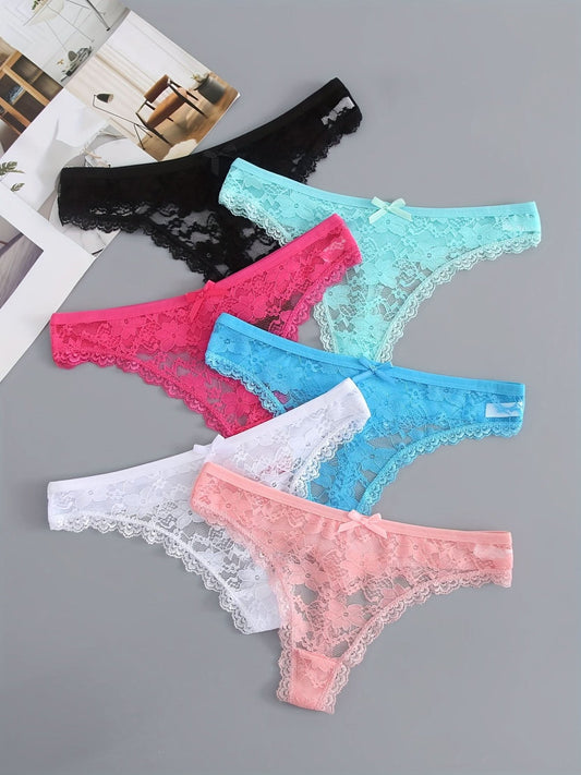 6pack Women's Lace Thong Panty - LustMia