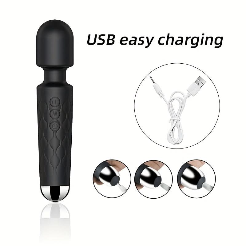 1pc AV Stick Vibrator Adult Sex Products, Women's Multi - functional USB Rechargeable Handheld Body Massager, Clitoral G - spot Vibrator Women's Sex Toy, 20 - frequency Strong Vibration Mini Flirting Massage Stick Masturbation Vibrator - LustMia