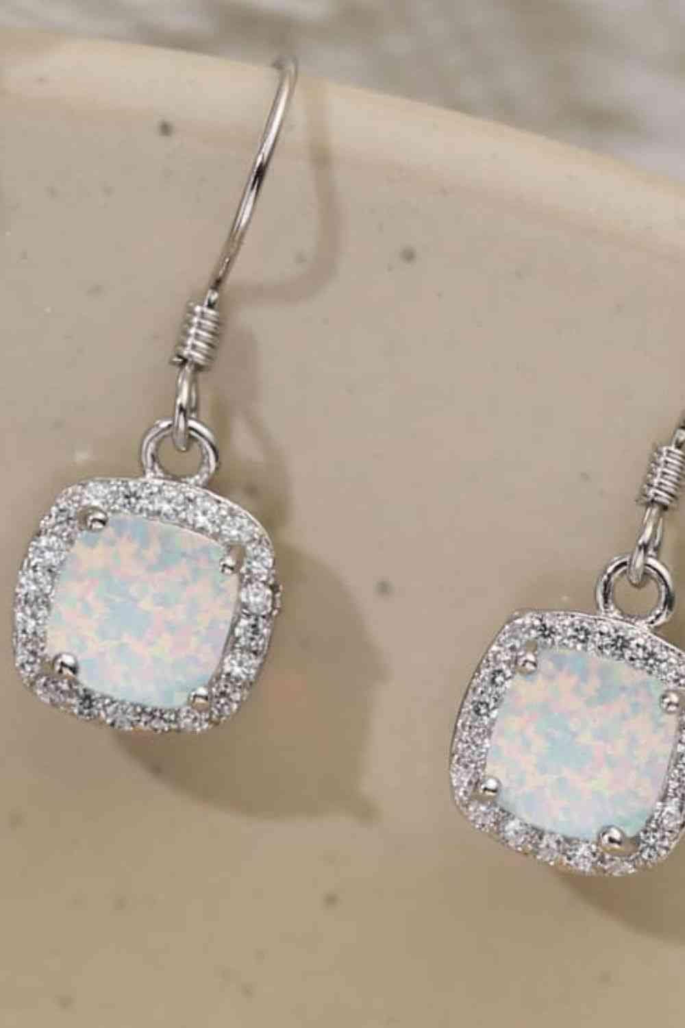 Opal Square Drop Earrings - LustMia