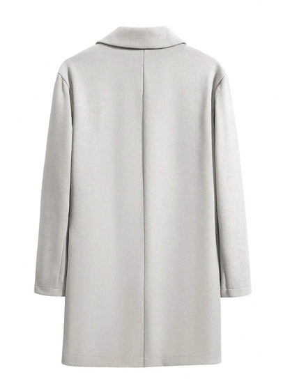 Manfinity Mode Men'S Shirt Collar Lapel Woolen Coat - LustMia