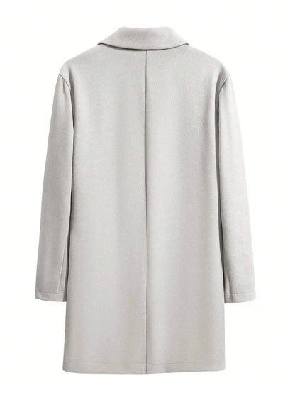 Manfinity Mode Men'S Shirt Collar Lapel Woolen Coat - LustMia