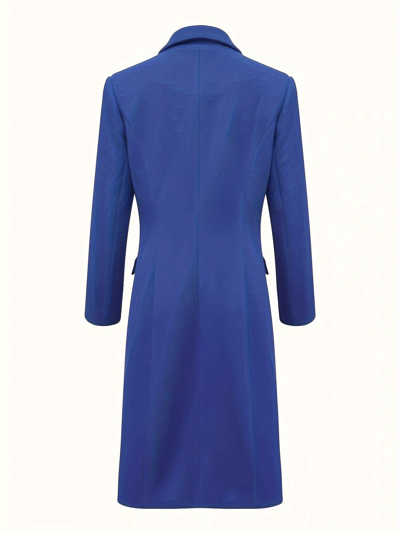 Long Sleeve Elegant Double - Breasted Notched Collar Coat - Timeless & Sophisticated Solid Design - LustMia