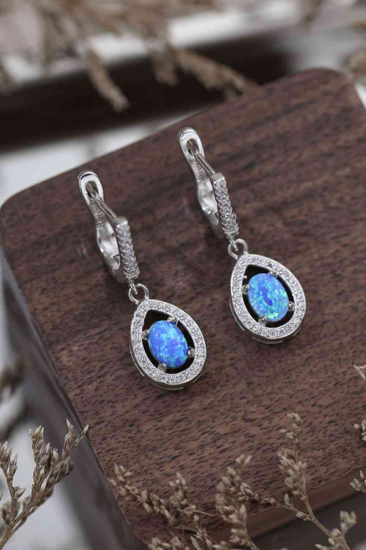 Opal Pear Shaped Drop Earrings - LustMia