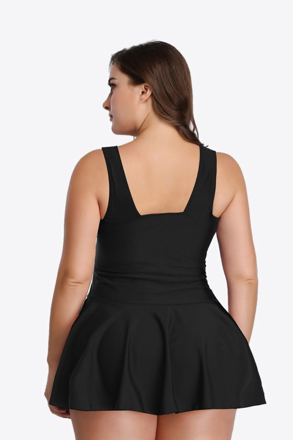 Plus Size Plunge Swim Dress - LustMia