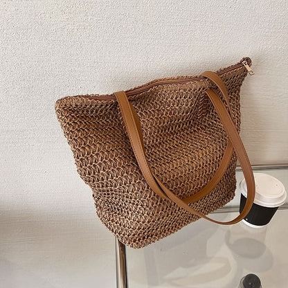 Fashionable Woven Shoulder Bag - Versatile & Spacious for Travel, Beach - Perfect Everyday Handbag - LustMia