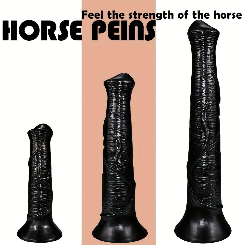 1pc Black Horse Dildo Realistic Animal Dildos With Suction Cup Monster Butt Plug Anal Plug Anal Sex Toys For Men Women Lesbian Gay Pleasure - LustMia