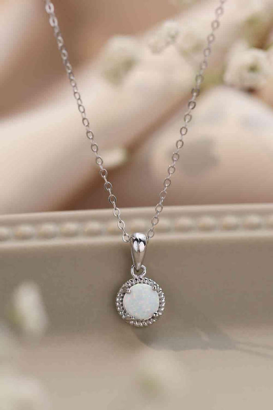 Opal Round Pendant Chain Necklace - LustMia