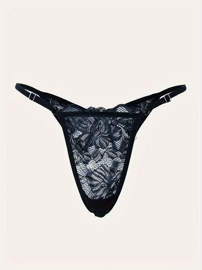 Floral Lace Thongs, Cut Out Ring Linked Panties, Women's Sexy Lingerie & Underwear - LustMia