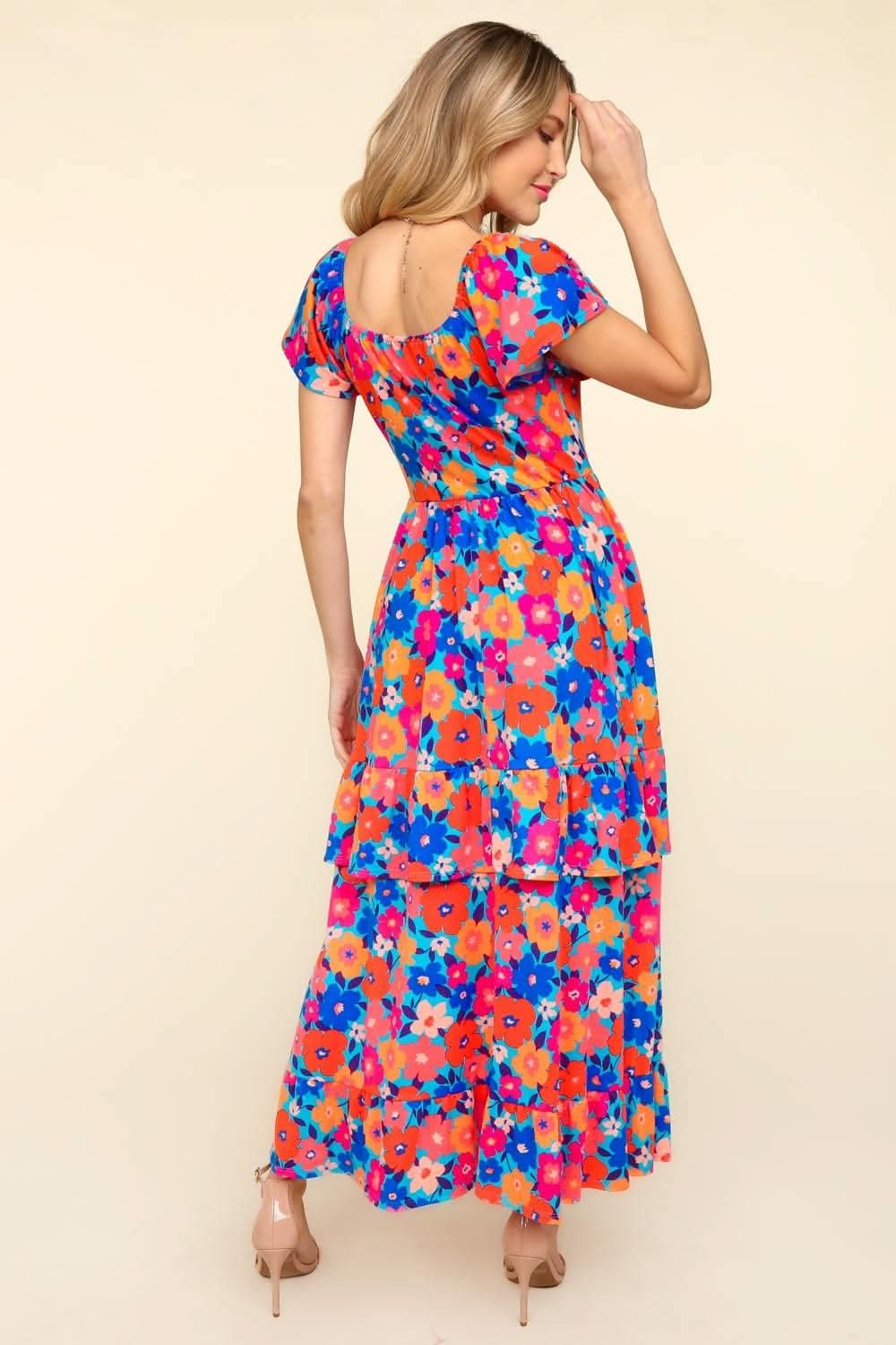 Haptics Floral Maxi Ruffled Dress with Side Pockets - LustMia