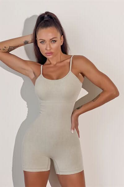 Spaghetti Strap Active Romper - LustMia