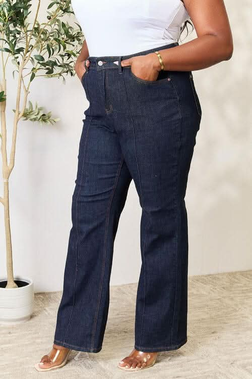 Judy Blue Full Size High Waist Wide Leg Jeans - LustMia