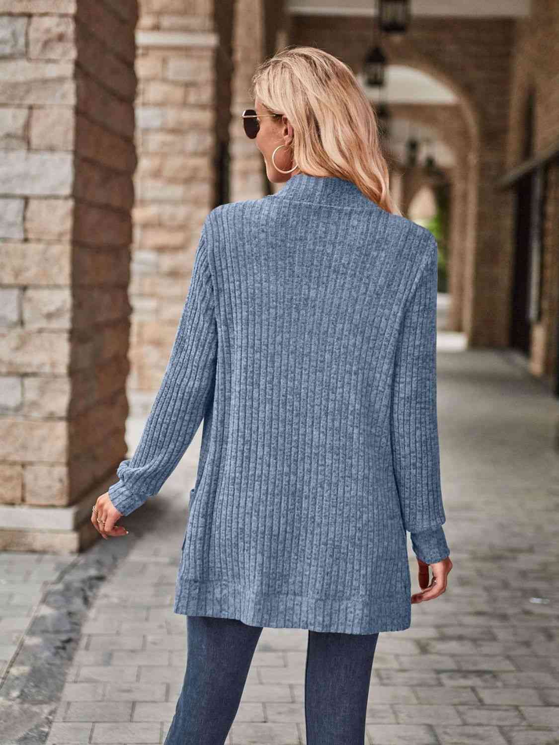 Open Front Cardigan with Pockets - LustMia