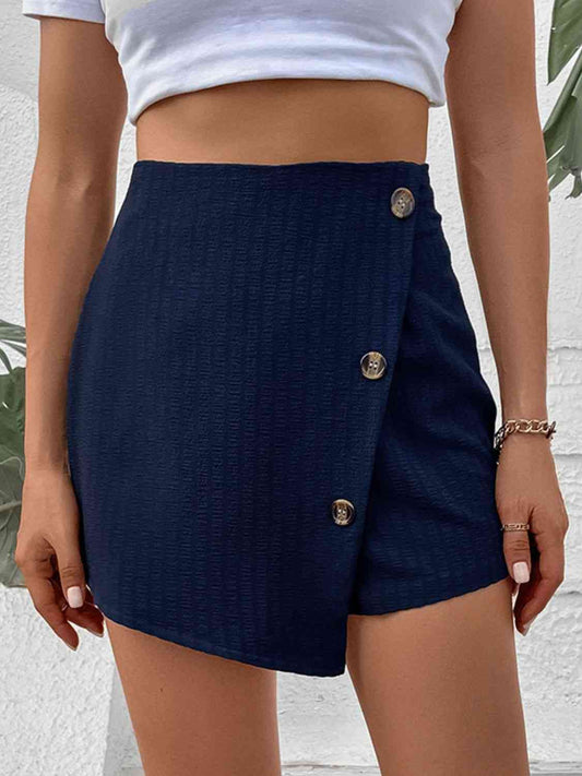 Zip - Back High Waist Shorts - LustMia