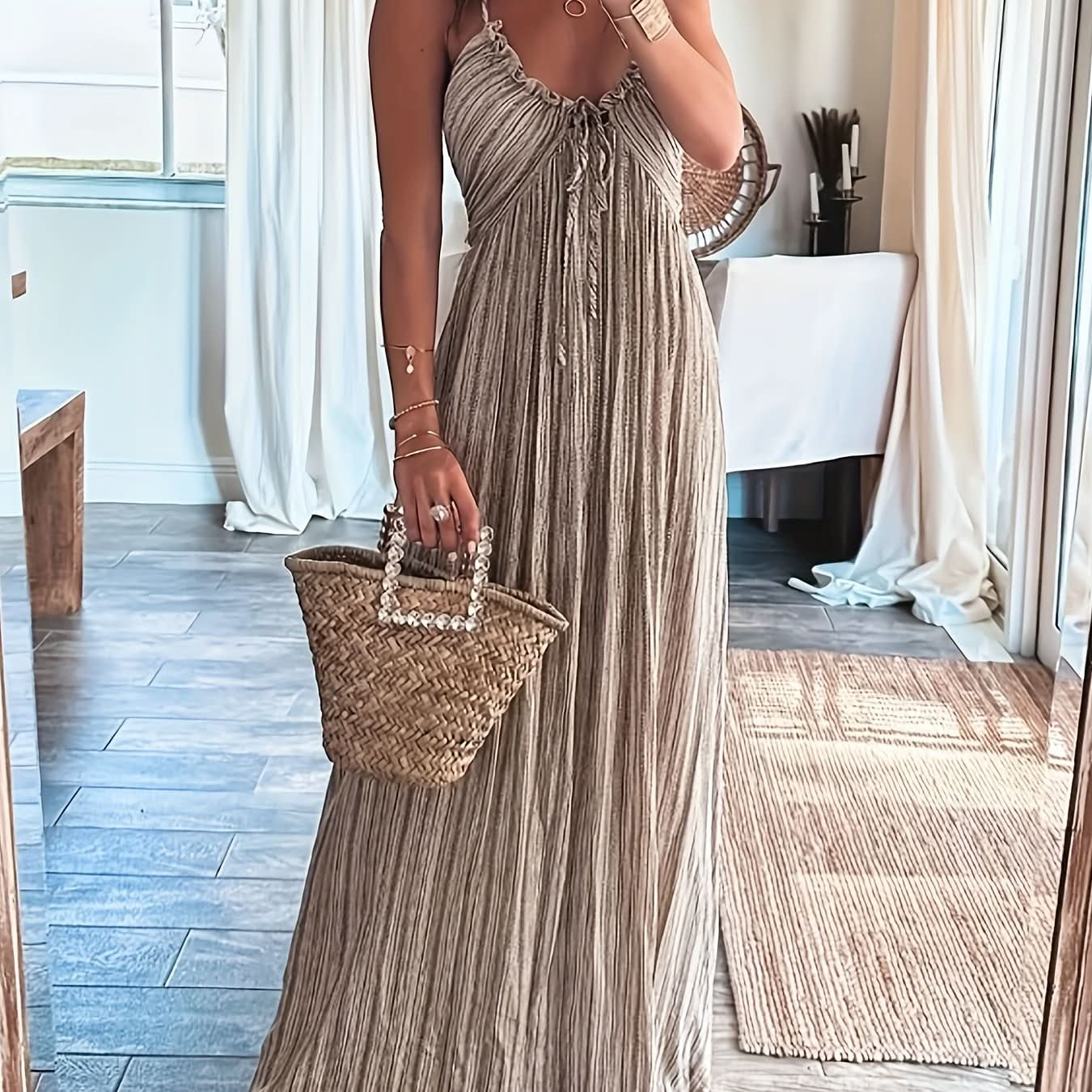 Backless Knotted Halter Maxi Dress - By Lustmia - LustMia