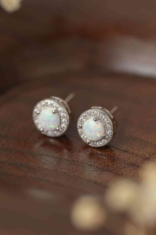 Opal 4 - Prong Round Stud Earrings - LustMia