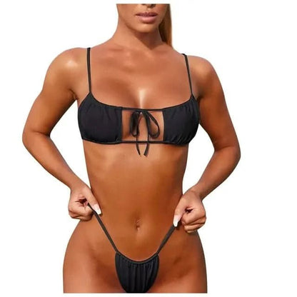 Push Up Bikini Beachwear Women 2022 Sexy Bikini Sexy Swimsuit Solid Bathing Suit Summer Halter Swimwear Thong Bikini Set Tankini - LustMia