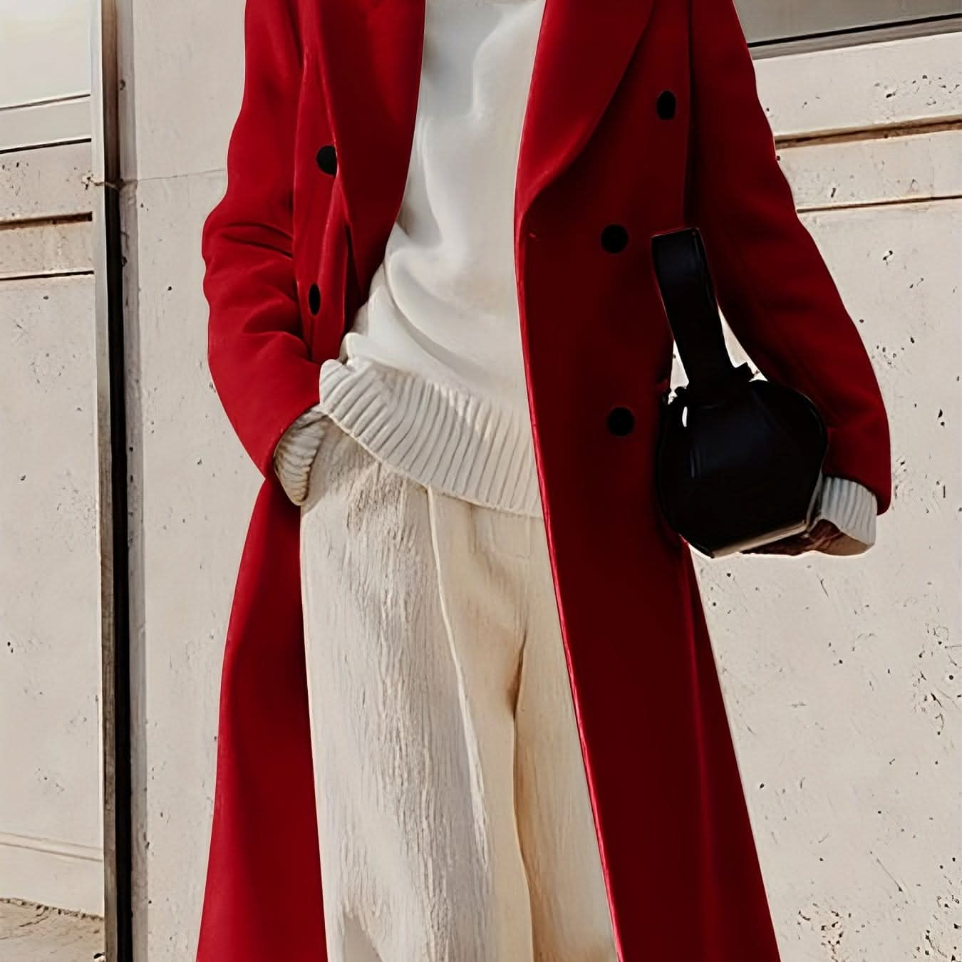 Stylish Double - Breasted Lapel Overcoat - LustMia