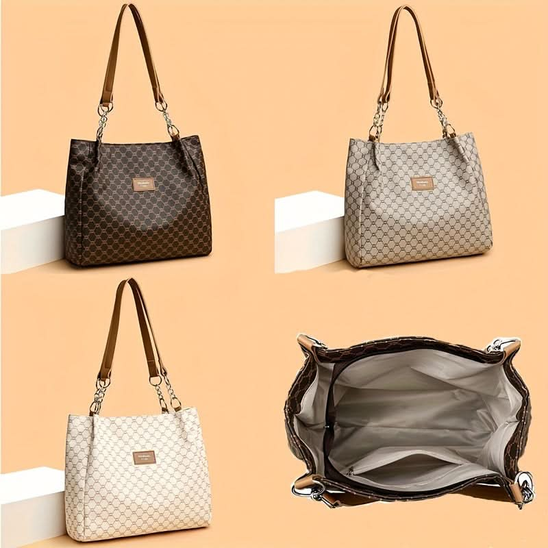 Elegant Fashion Print Faux Leather Tote Bag - LustMia