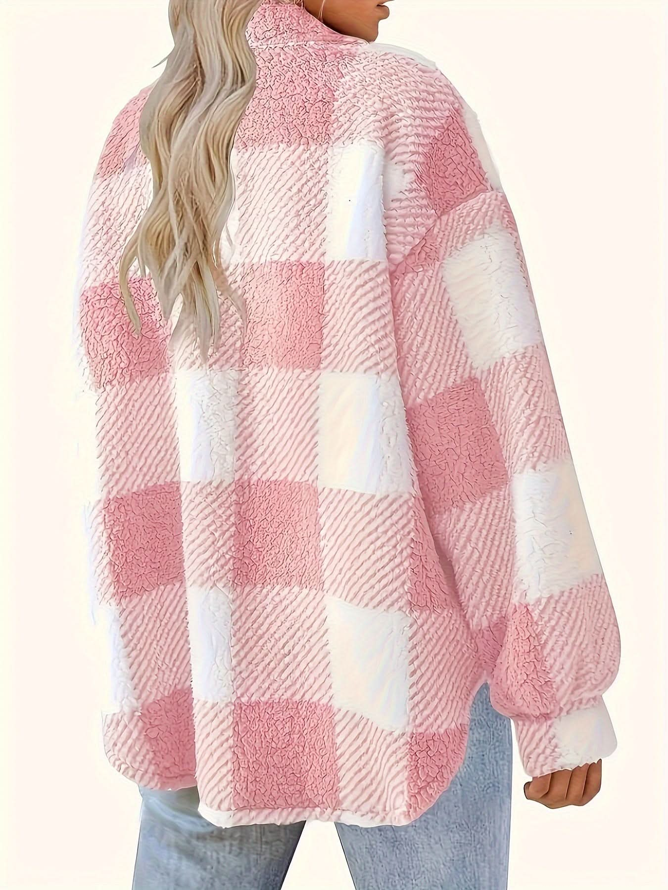 Plaid Pattern Button Front Jacket - LustMia