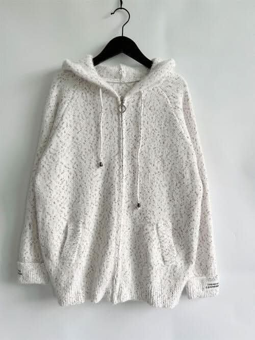 Zip Up Drawstring Long Sleeve Hooded Sweater - LustMia