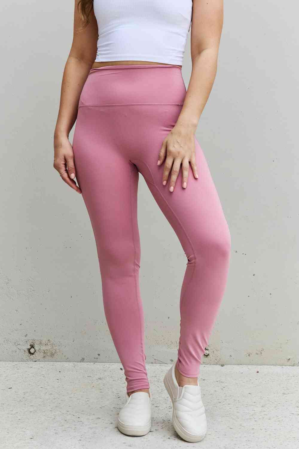 Zenana Fit For You Full Size High Waist Active Leggings in Light Rose - LustMia