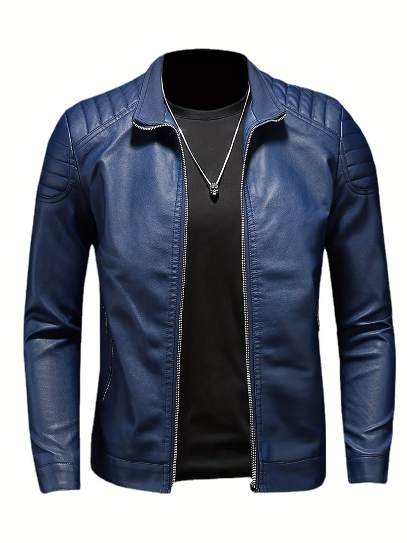 Men's Casual Jacket Stand Collar Motorcycle TOP - LustMia