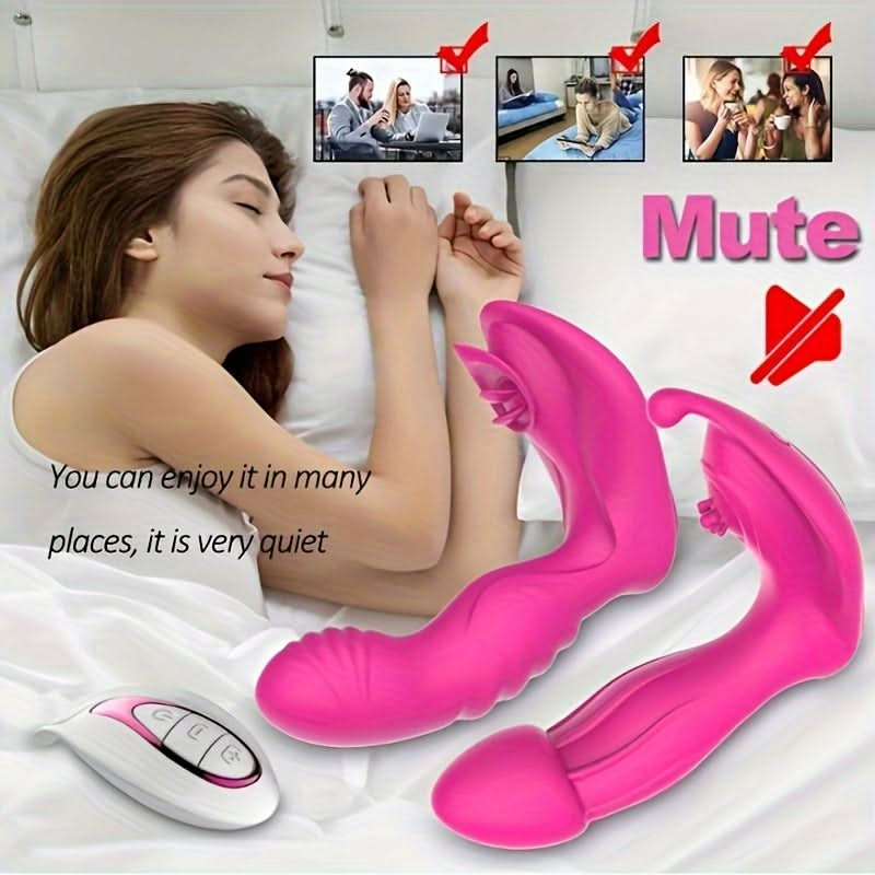 12 Vibrating Modes Wearable Panties Vibrator Adult Sex Toys Mini Butterfly Vibrator with Remote Control Clitoris Vagina G Spot Dildo Vibrator Electric Dual Motor Vibrating Clitoral Stimulator for Couples Women Men - LustMia