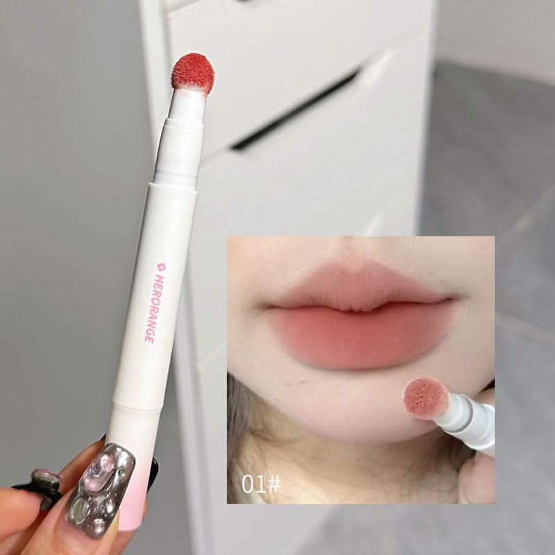 Fluffy Velvet Soft Lip Glaze Liquid Lipstick, Nude Matte Rose Red Pigment Waterproof Long Lasting Makeup - LustMia