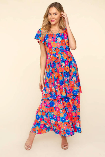 Haptics Floral Maxi Ruffled Dress with Side Pockets - LustMia