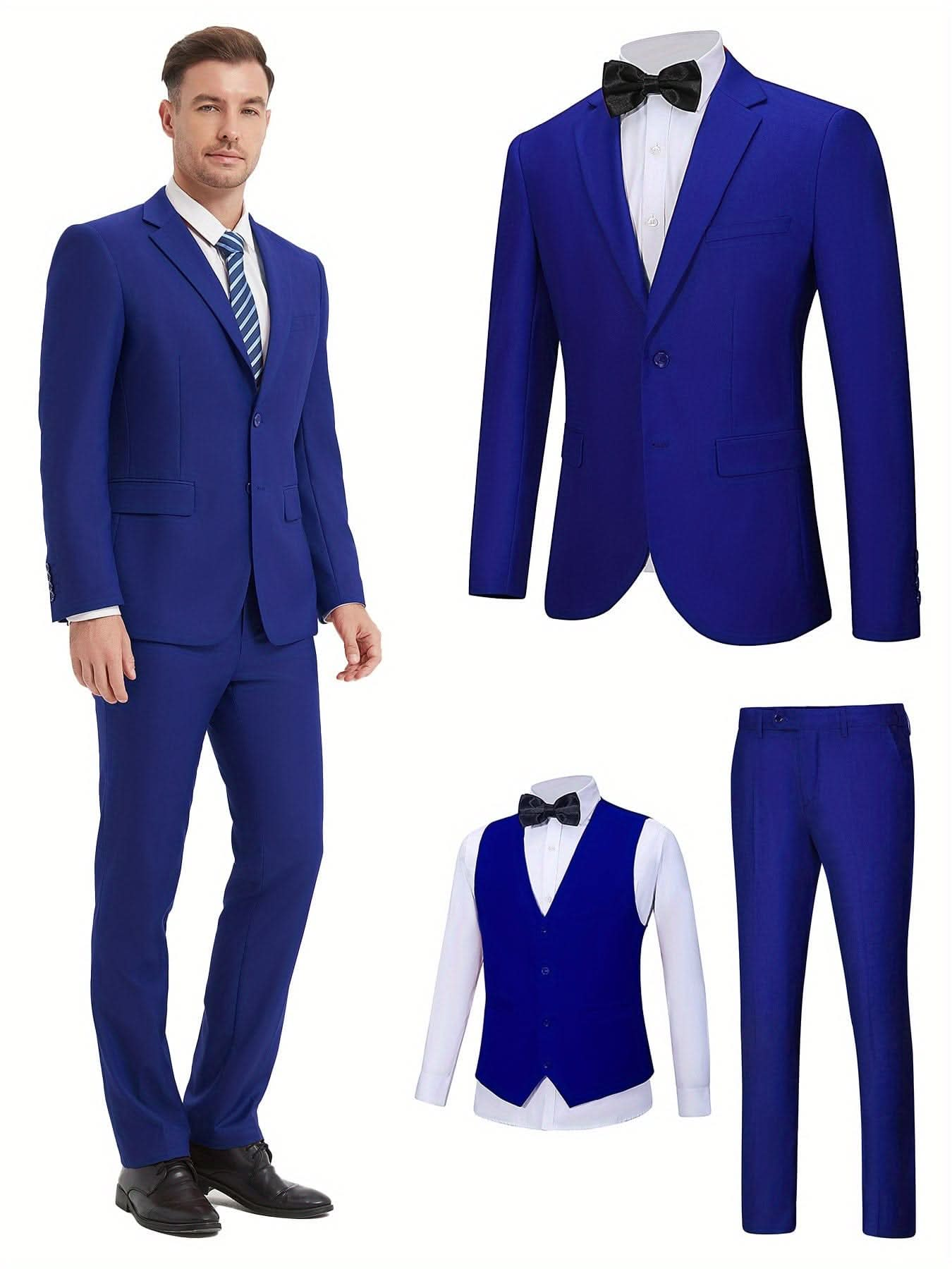 Mens SlimFit ThreePiece Wedding Business Suit - LustMia