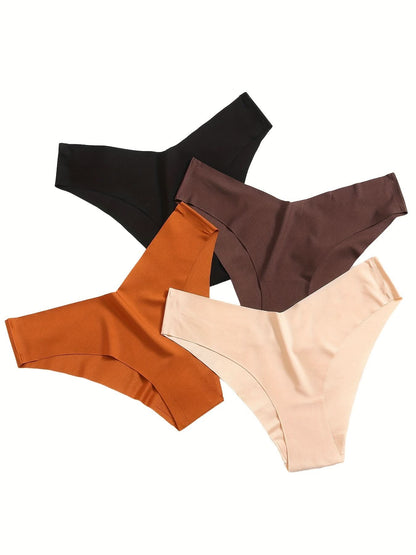 10pcs Seamless Solid Panties, Comfy & Breathable Stretchy Intimates Panties, Women's Lingerie & Underwear - LustMia