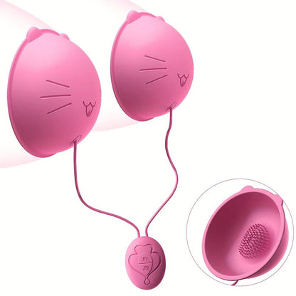 1pc Cat Breast Massage Vibrator, 10 Vibrations, USB Rechargeable, Female Sexual Relaxation Toy Pump Stimulator, Nipple Bra Cup Vibrator, Adult Products Sex Toys - LustMia