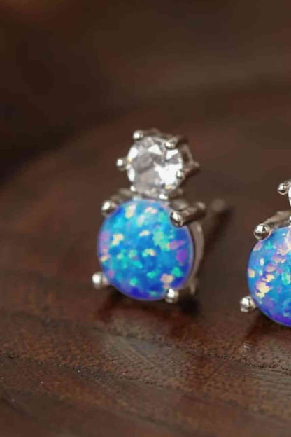 4 - Prong Opal Stud Earrings - LustMia