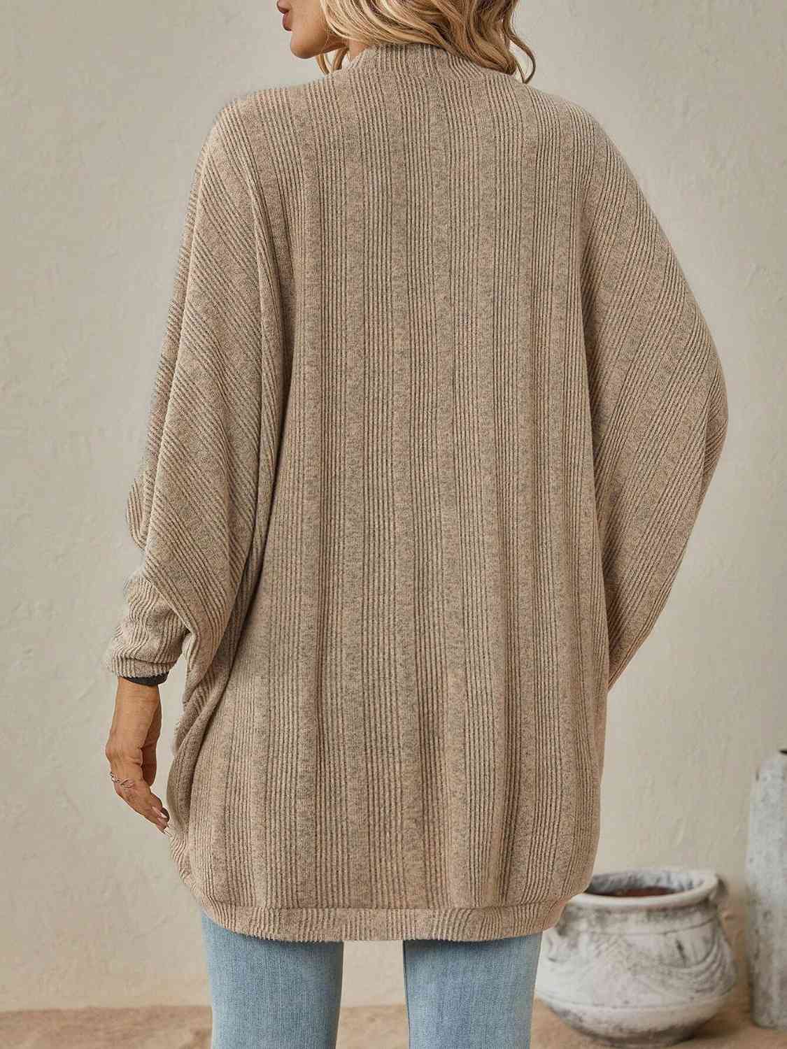 Open Front Dropped Shoulder Cardigan - LustMia